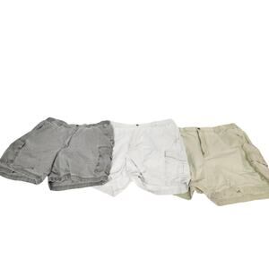 Lot Of 3 Ll Bean Mens 38 Cargo Shorts Gray White Beige